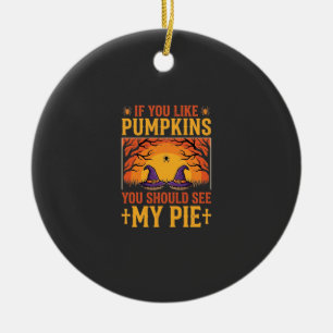 Funny Halloween Pumpkin Pie Witch Design_1 Ceramic Tree Decoration