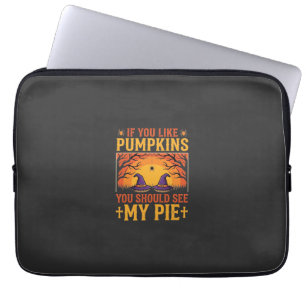 Funny Halloween Pumpkin Pie Witch Design_1 Laptop Sleeve