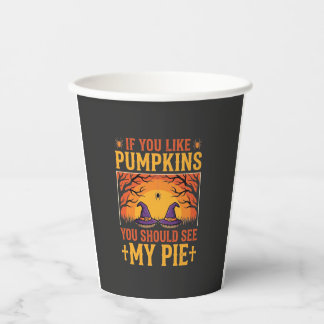 Funny Halloween Pumpkin Pie Witch Design_1 Paper Cups