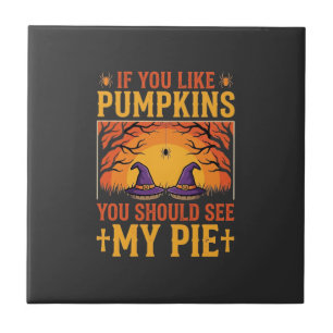 Funny Halloween Pumpkin Pie Witch Design_1 Tile