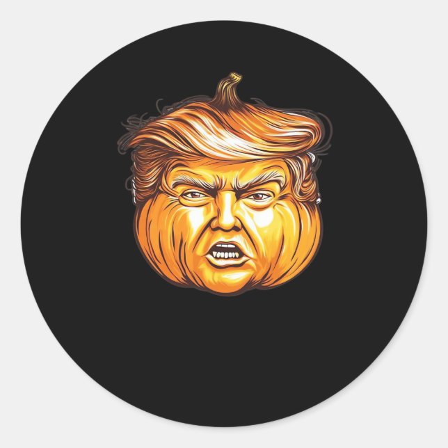Funny Halloween Pumpkin Political Parody Donald Tr Classic Round Sticker (Front)