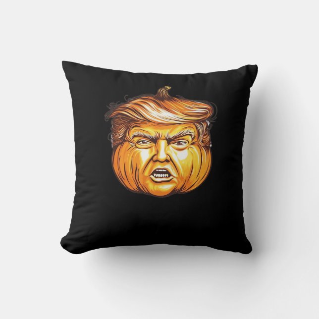 Funny Halloween Pumpkin Political Parody Donald Tr Cushion (Front)