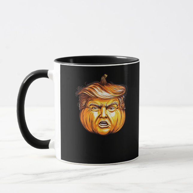 Funny Halloween Pumpkin Political Parody Donald Tr Mug (Left)
