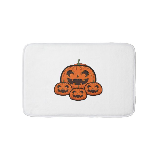 Funny Halloween Pumpkin, Spooky Halloween Bath Mat (Front)
