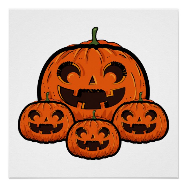 Funny Halloween Pumpkin, Spooky Halloween Poster (Front)