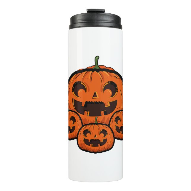 Funny Halloween Pumpkin, Spooky Halloween Thermal Tumbler (Front)