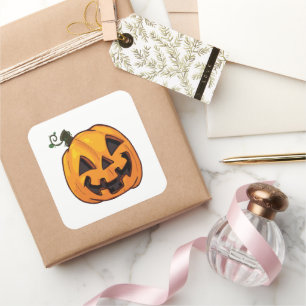 Funny Halloween Pumpkin  Square Sticker