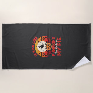 Funny Halloween Pumpkins Pie Design_1 Beach Towel