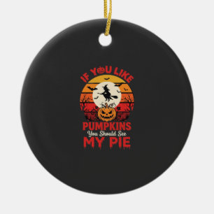 Funny Halloween Pumpkins Pie Design_1 Ceramic Tree Decoration