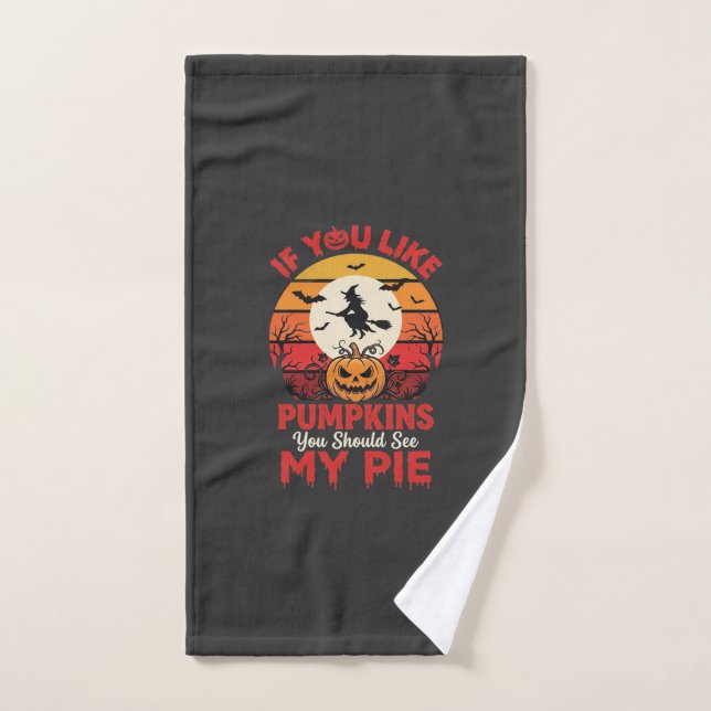 Funny Halloween Pumpkins Pie Design_1 Hand Towel (Hand Towel)