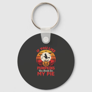 Funny Halloween Pumpkins Pie Design_1 Key Ring