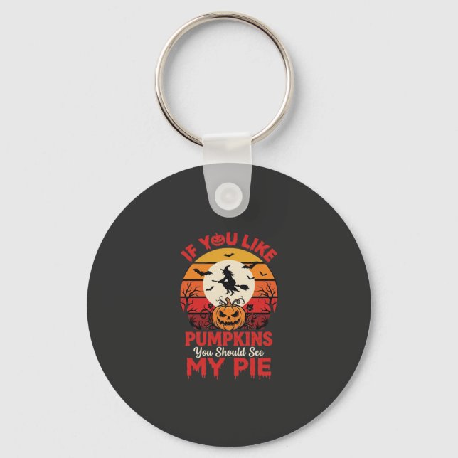 Funny Halloween Pumpkins Pie Design_1 Key Ring (Front)