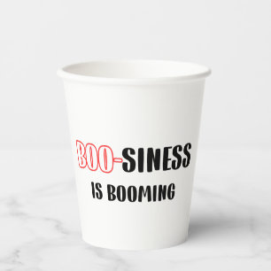 Funny Halloween Pun - Boo-siness Is Booming Paper Cups