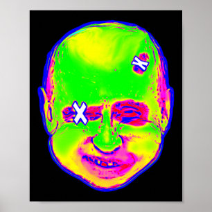 Funny Halloween Putin Clown 1980s Retro Art Ukrain Poster