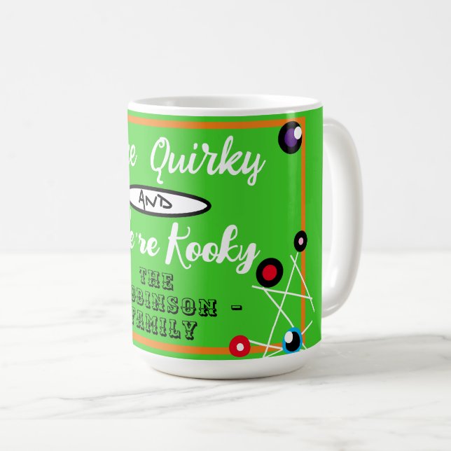 Funny Halloween Quirky Green Family Name Coffee Mug (Front Right)