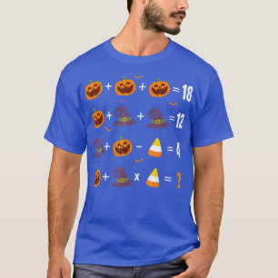 Funny Halloween Quiz  Math Teacher Pumpkin Candy W T-Shirt