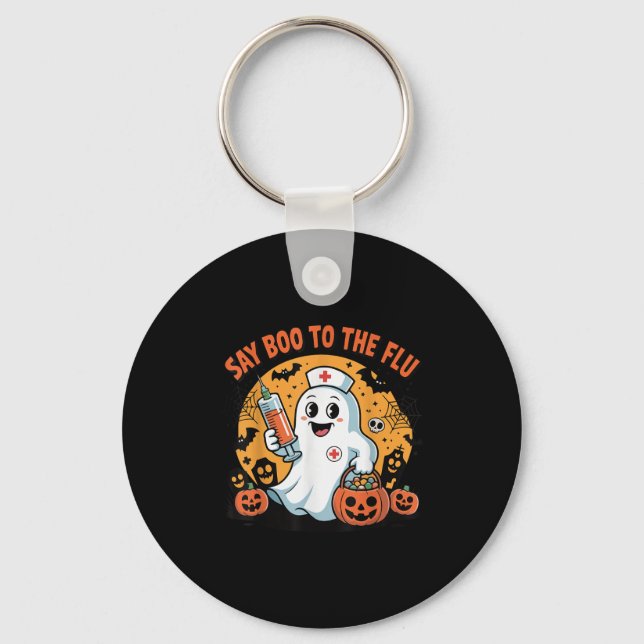 Funny Halloween Quote Say Boo To The Flu Cool Vacc Key Ring (Front)