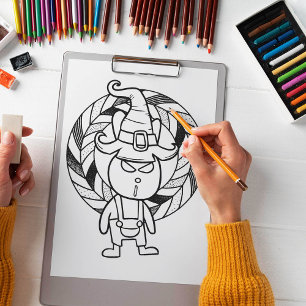 Funny Halloween Rabbit Colouring Page Poster