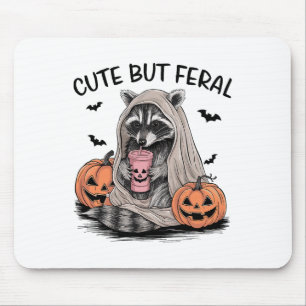 Funny Halloween Racoon With Pumpkins Bats - Cute Mouse Mat
