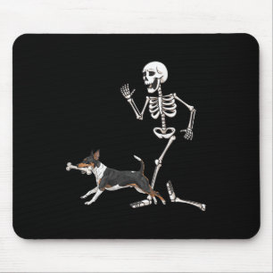 Funny Halloween Rat Terrier And Skeleton  Mouse Mat