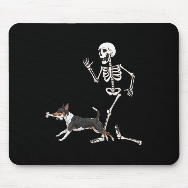 Funny Halloween Rat Terrier And Skeleton  Mouse Mat (Front)