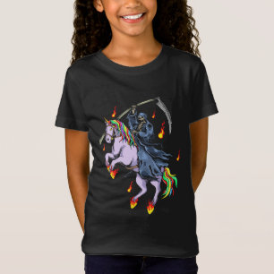 Funny Halloween Reaper rides Unicorn T-Shirt