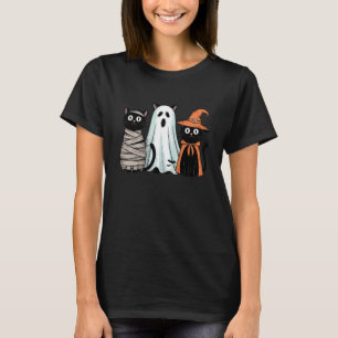 Funny Halloween Retro Trio of Black Cats Pumpkin S T-Shirt