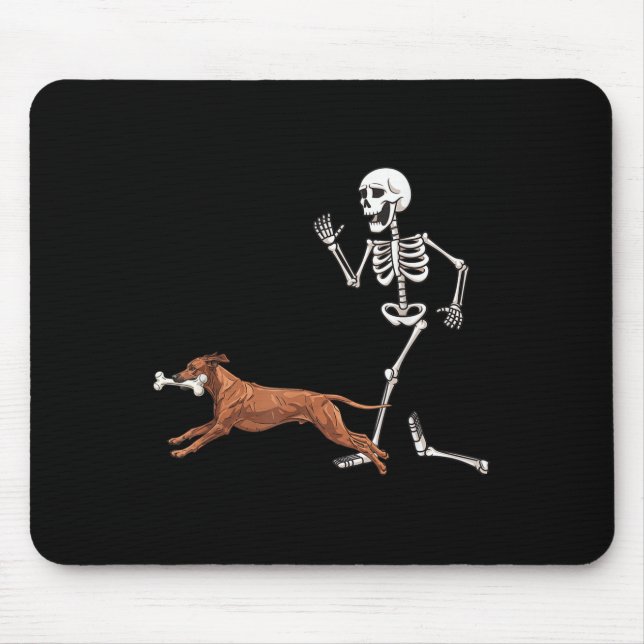 Funny Halloween Rhodesian Ridgeback And Skeleton  Mouse Mat (Front)
