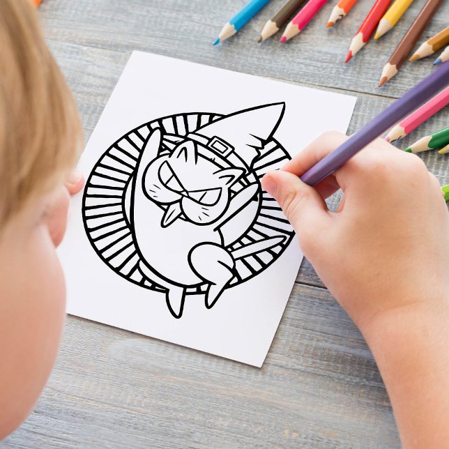 Funny Halloween Rude Cat Colouring Page Poster (Creator Uploaded)