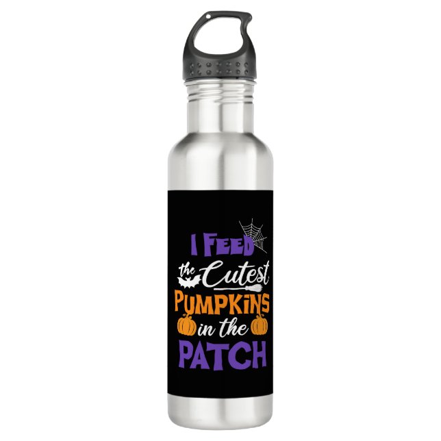 Funny Halloween Saying I Feed The Cutest Pumpkins 710 Ml Water Bottle (Front)