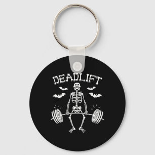 Funny Halloween Saying Skeleton Barbell Gym Workou Key Ring