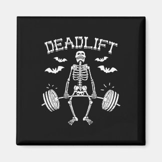 Funny Halloween Saying Skeleton Barbell Gym Workou Magnet