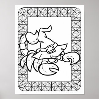 Funny Halloween Scorpion Angry Colouring Page Poster