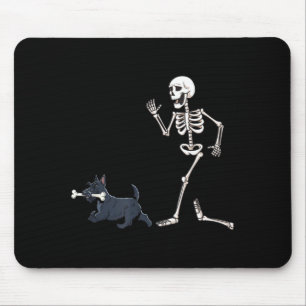 Funny Halloween Scottish Terrier And Skeleton Mouse Mat