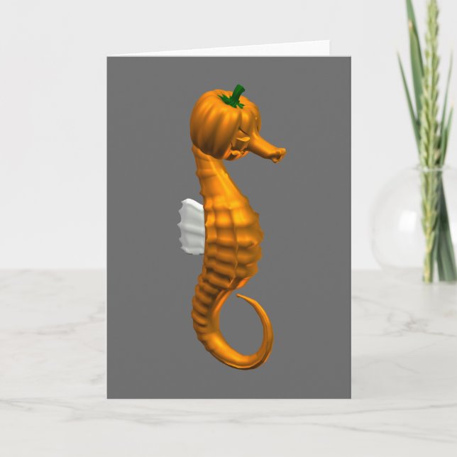 Funny Halloween Seahorse Card (Front)