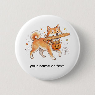 Funny Halloween Shiba Inu Dog Baguette Bread Pillo 6 Cm Round Badge