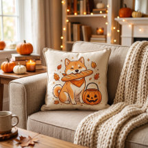 Funny Halloween Shiba Inu Dog Baguette Bread Pillo