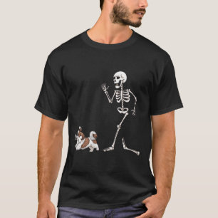 Funny Halloween Shih Tzu And Skeleton T-Shirt