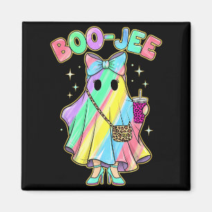 Funny Halloween Shirt Cute Boo-JEE Rainbow Ghost Magnet
