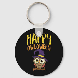 Funny Halloween Shirt Happy Owloween Owl Lover Key Ring