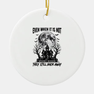 Funny Halloween Shirt Spooky Season Run Away Desig Ceramic Tree Decoration