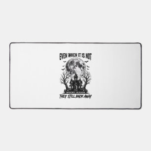 Funny Halloween Shirt Spooky Season Run Away Desig Desk Mat