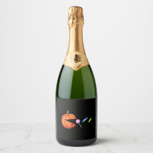 Funny Halloween Shirts For Women Kids Men Pumpkin Sparkling Wine Label