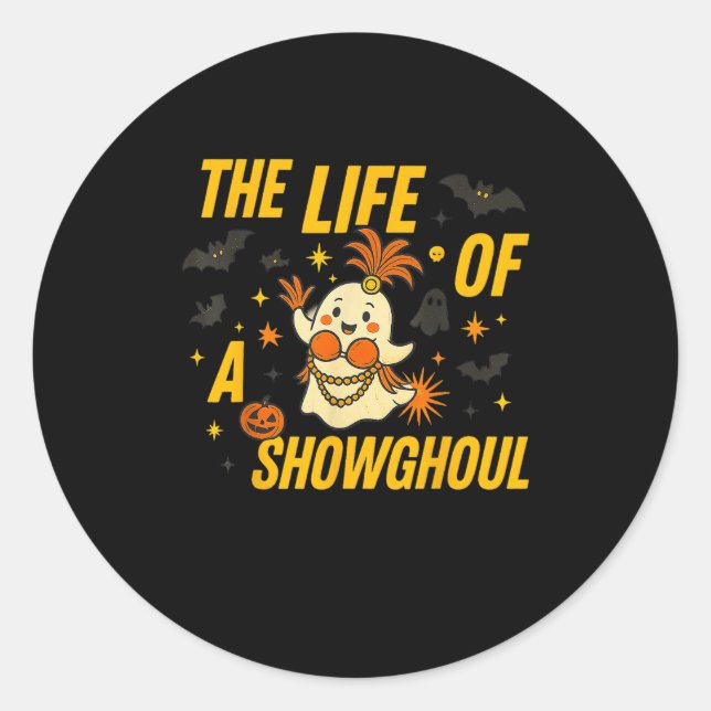 Funny Halloween Showghoul Ghost Costume Party Desi Classic Round Sticker (Front)