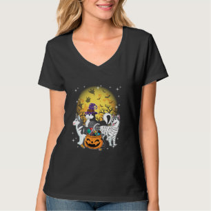 Funny Halloween Siberian Husky Witch Pumpkin Mummy T-Shirt