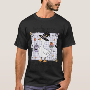 Funny Halloween Silly Goose Witch Spooky Goose Tea T-Shirt