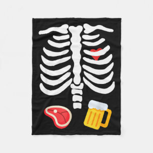 Funny Halloween Skeleton Beer & Steak Costume Fleece Blanket