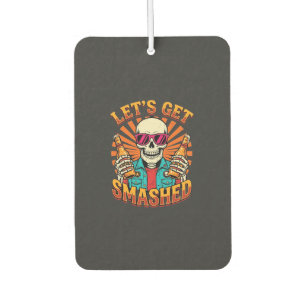 Funny Halloween Skeleton Beer Smashed Design_1 Car Air Freshener
