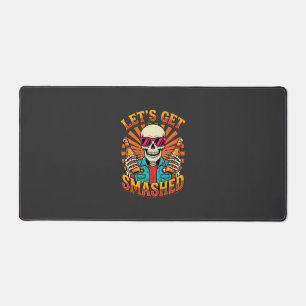 Funny Halloween Skeleton Beer Smashed Design_1 Desk Mat