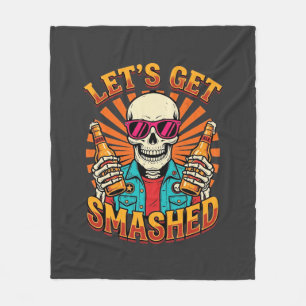 Funny Halloween Skeleton Beer Smashed Design_1 Fleece Blanket